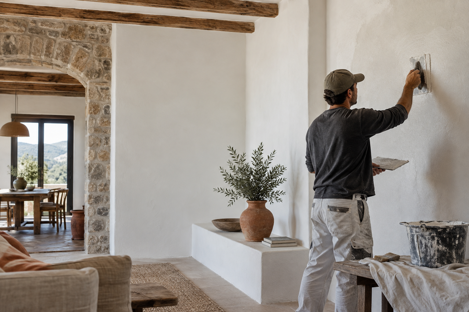 Trabajo profesional de pintura en un interior cuidado